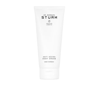 Dr. Barbara Sturm Anti-Aging Body Cream 200 ml – tubo bianco minimalista, skincare di lusso tedesca.