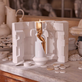 Porta Candela Il Letterato White/Gold - Ginori